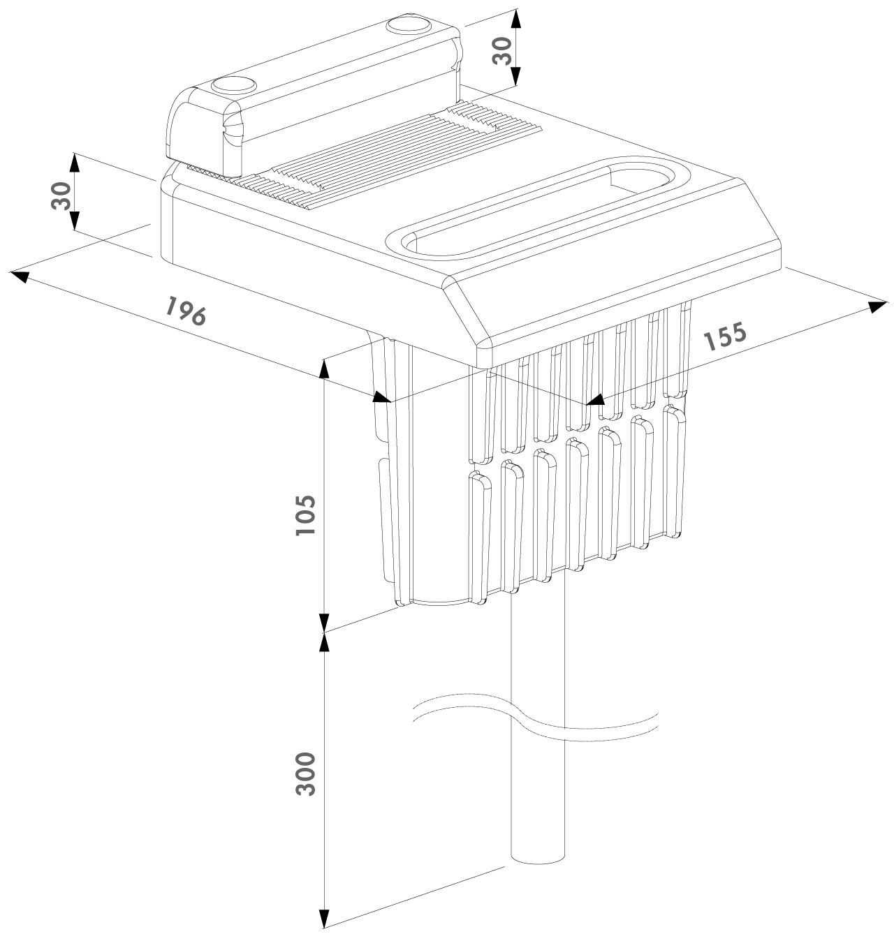 Locinox Skudrigle Fanger i Sort Glasfiber - Tegning